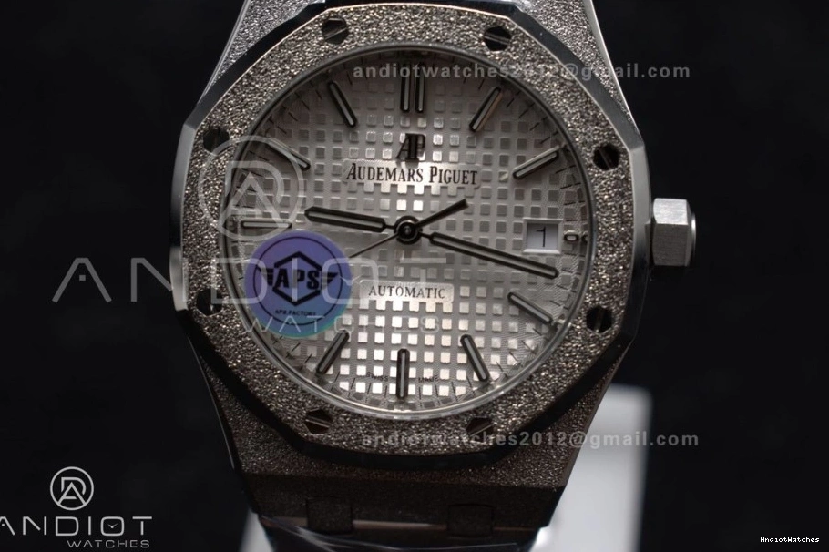 SA3120 Affordable Frosted SS Super SS 15454 On Textured White Dial Royal Clone Oak 1033 Edition APSF 1:1 Best 37mm Bracelet 1002